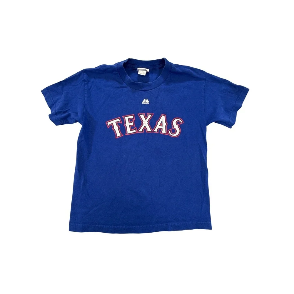 Majestic‎ Texas Rangers Josh Hamilton 32 Youth T-Shirt Blue Kids Medium MLB Tee